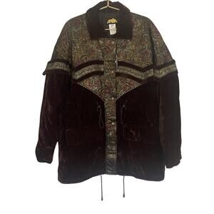 ARIA Boho Velvet Tapestry Jacket M Brown Penny Lane Western